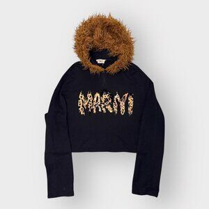 Marni Cropped fur Hoodie – Statement Designer Size M